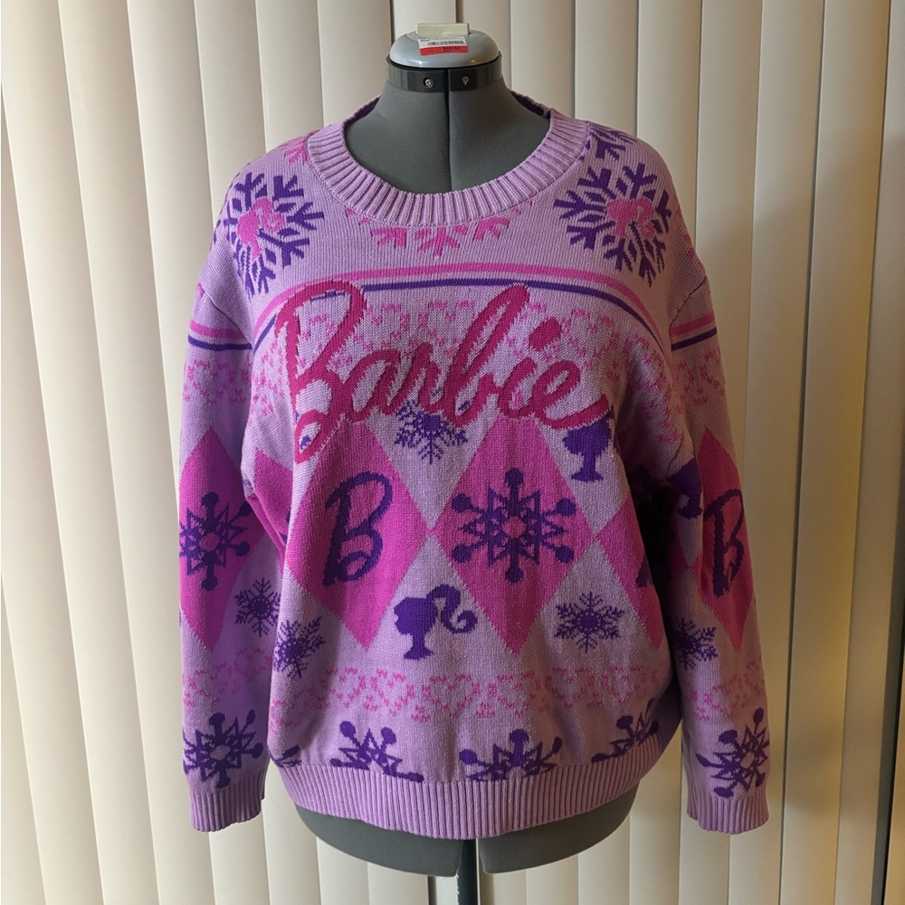 Barbie Women's Purple and Pink Sweater